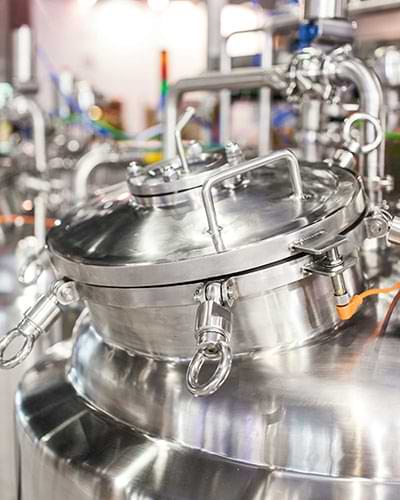 Brewery tank manway and stainless vessel detail