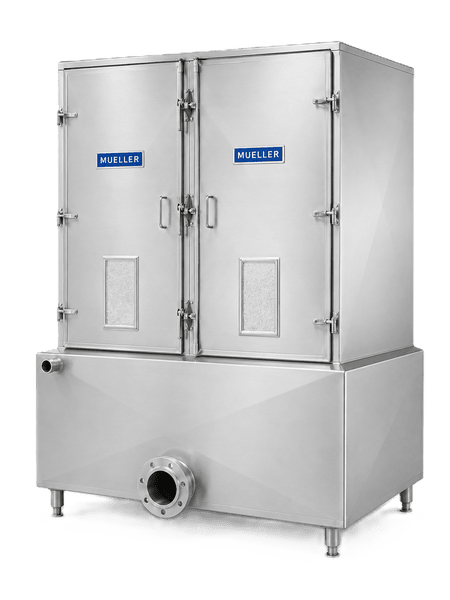 4x8 falling film chiller with Temp-Plate evaporator plates in an enclosed cabinet