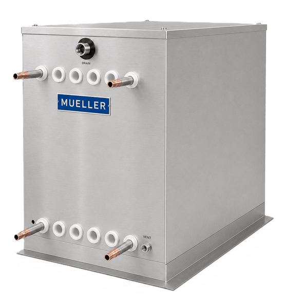 Tankless falling film chiller without an integral sump